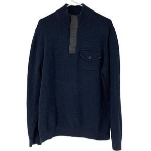 Mens Cambridge Dry Goods Sweater Henley Pullover Jumper Top XL Navy Cotton 3626